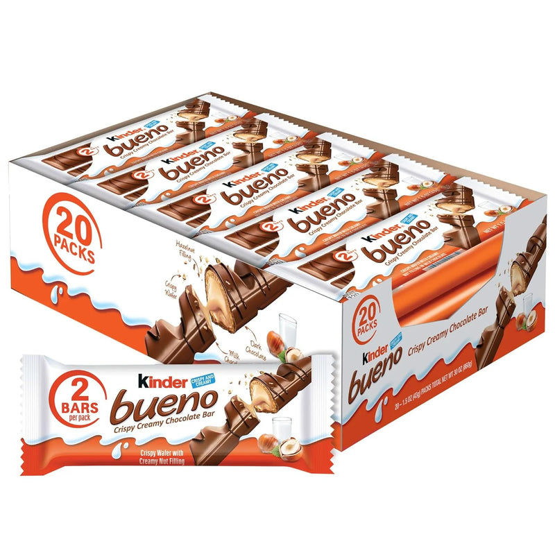 Kinder Bueno - Milk Chocolate & Hazelnut Cream Bar - 20 x 43g