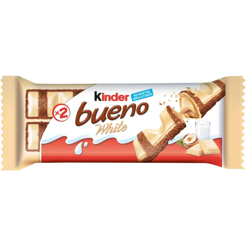 Kinder Bueno White Chocolate & Hazelnut Cream Bar - 20 x 39g