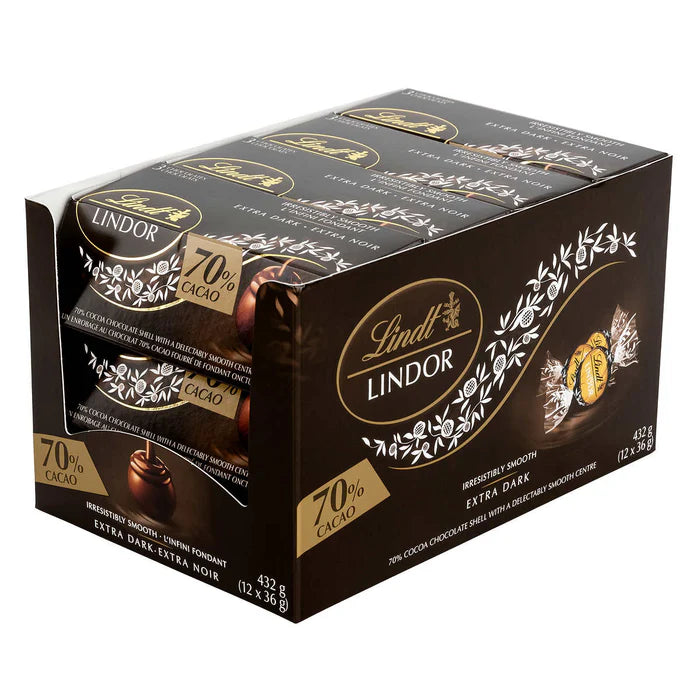 Lindt Lindor 70% Cocoa Dark Chocolate Truffles 12 x 36g — Bulk Mart
