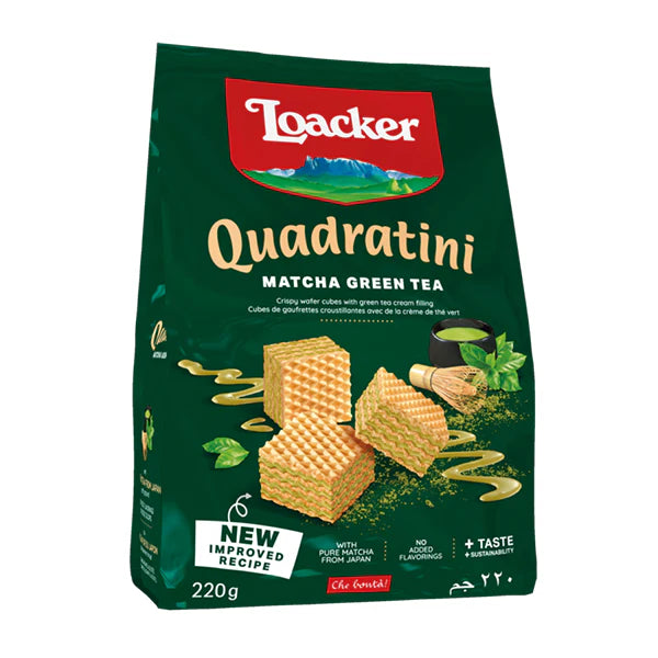 Ouad Rag Tea Loacker Wafer Quadratini Matcha Green Tea 6 x 220g, Bite Size Wafers ...