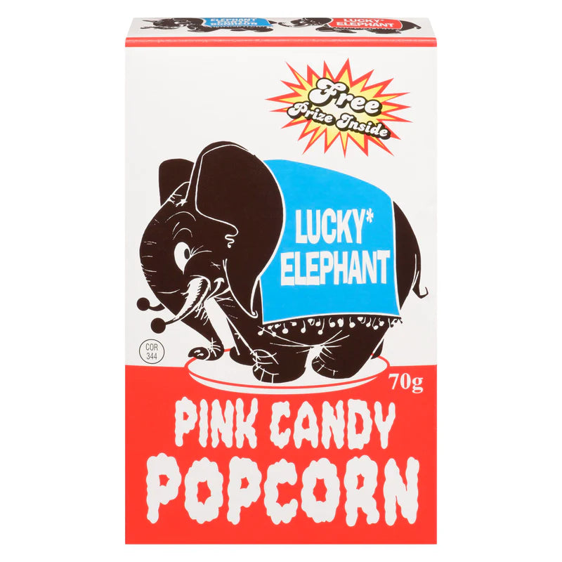 Lucky Elephant Pink Candy Popcorn, Free Prize Inside - 3 x 70g