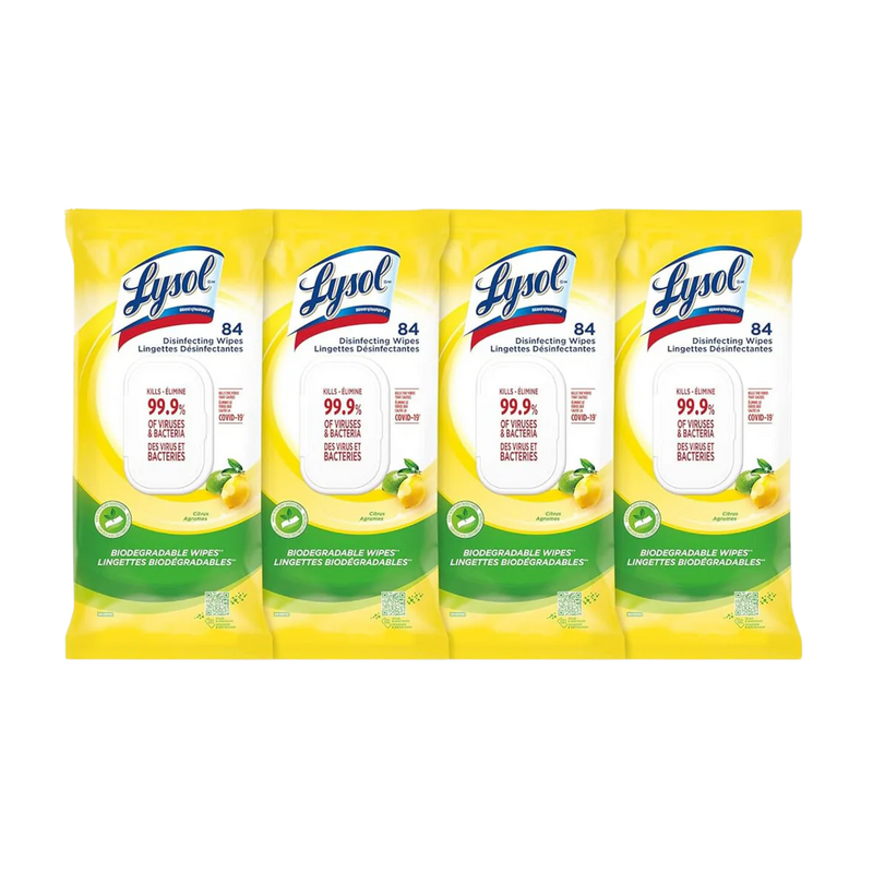 Lysol - Citrus Disinfecting Wipes Flat Pack - 4 x 84 Sheets