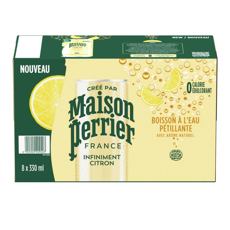 Maison Perrier Lemon Sparkling Water Beverage Slim Cans - 24 x 330 ml