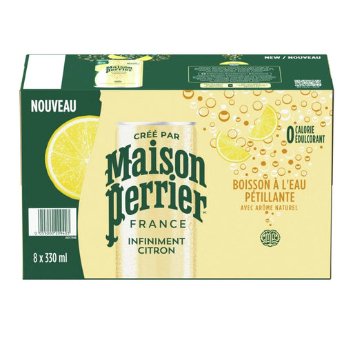 Maison Perrier Lemon Sparkling Water Beverage Slim Cans - 24 x 330 ml