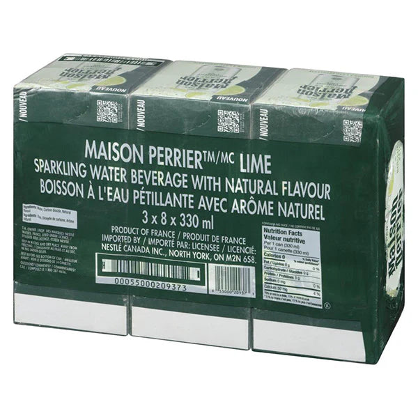 Maison Perrier Lime Sparkling Water Beverage Slim Cans - 24 x 330 ml