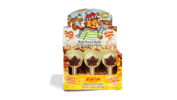 Maple Leaf Sticks Wrapped Lollipop With Pure Maple Syrup - 36 Pcs
