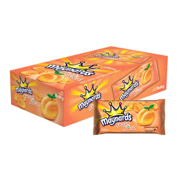 Maynards Fuzzy Peach Gummy Candy 18 x 64g - 12 Packs, Bulk Mart