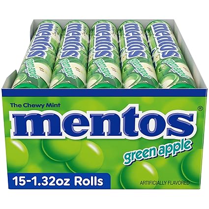 Mentos - Chewy Mint Candy Roll Green Apple 14 Pcs - 15 x 37.5g