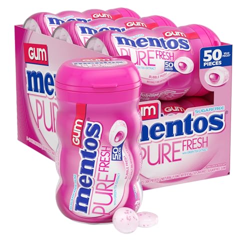 Mentos Pure Fresh Sugar Free Gum Bottle 50 Pcs 6 Packs