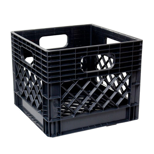 Square Milk Crate Black HDPE 13" x 13" x 11" - Each