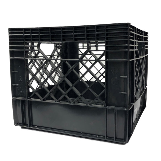 Square Milk Crate Black HDPE 13" x 13" x 11" - Each