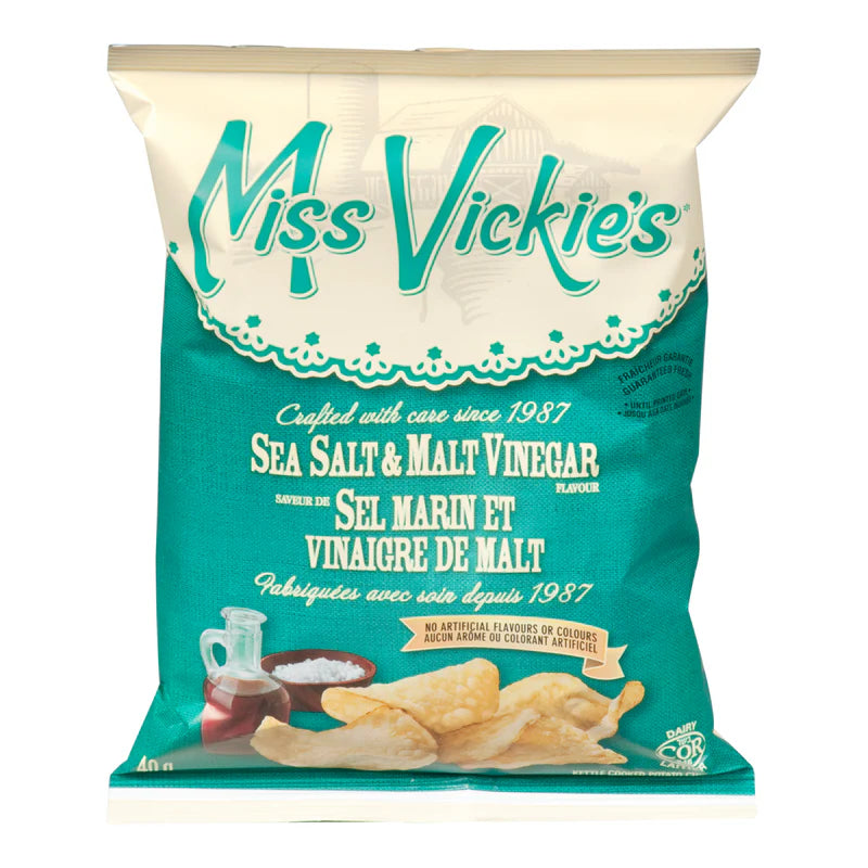 Miss Vickie's Sea Salt & Malt Vinegar Kettle Cooked Potato Chips 40 x ...
