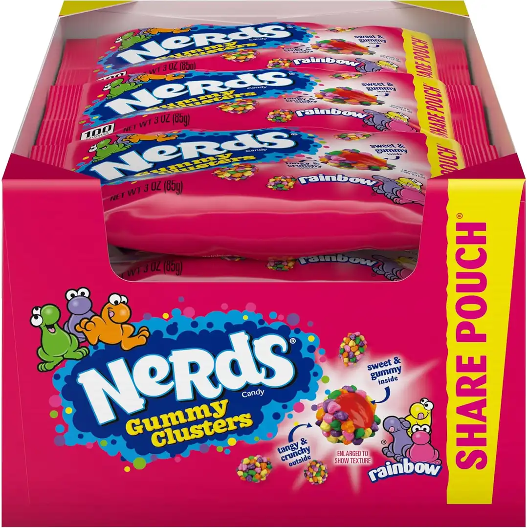 Nerds Gummy Clusters Rainbow Share Pouch 12 x 85g - Bulk Mart