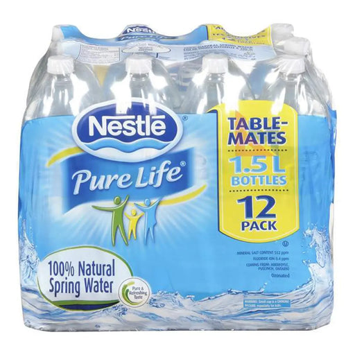 Nestle - Pure Life Natural Spring Water - 12 x 1.5 L