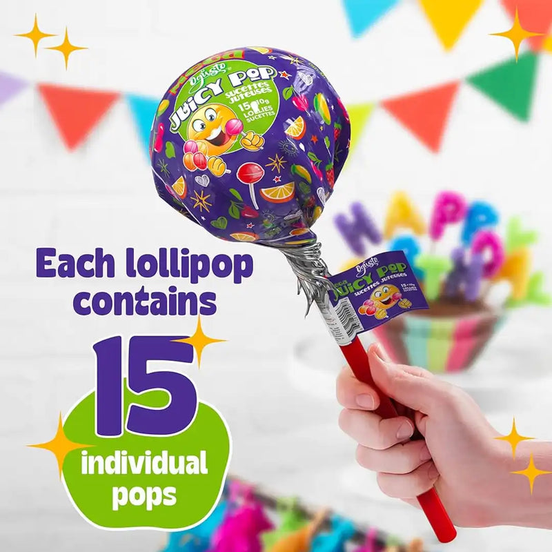 Ogusto - Mega Juicy Pop, Contains 15 x 10g Lollipops - 150g