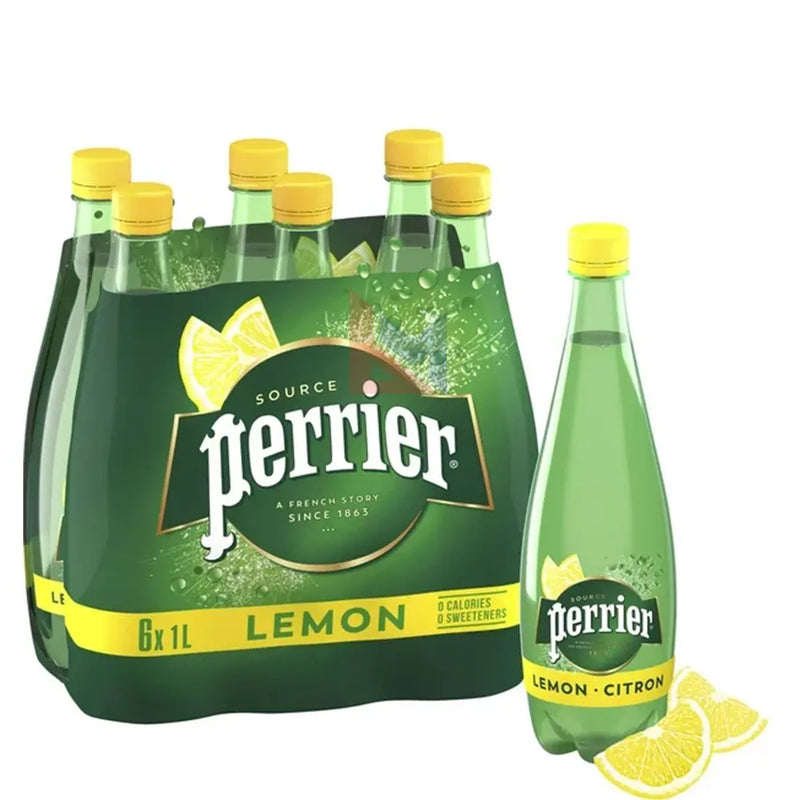 Perrier - Lemon Sparkling Natural Mineral Water PET- 6 x 1 L