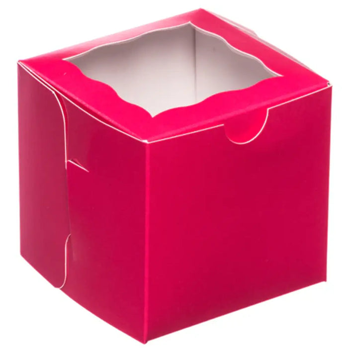 E.B. Box - Pink Cupcake Box With Window 4" x 4" x 4" - 100/Pack