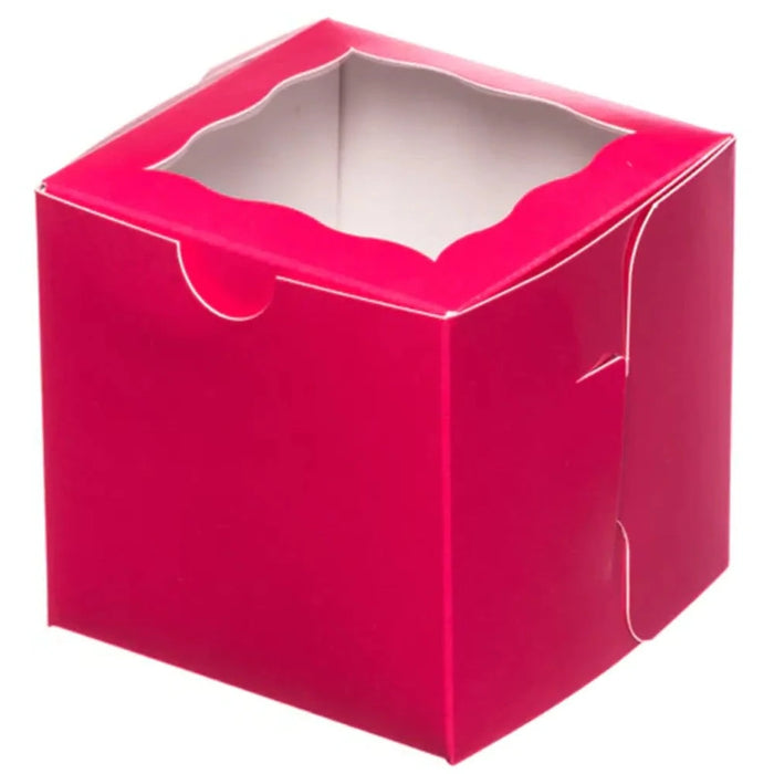 E.B. Box - Pink Cupcake Box With Window 4" x 4" x 4" - 100/Pack