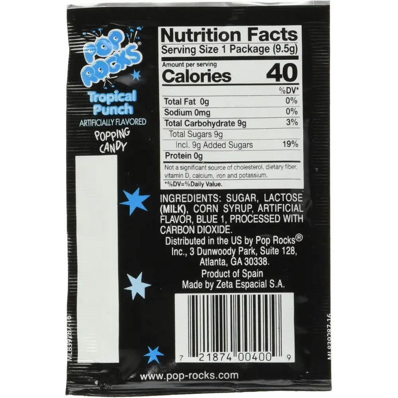 Pop Rocks - Tropical Punch Popping Candy - 24 x 9.5g
