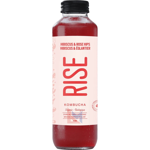 RISE Kombucha - Organic Hibiscus and Rose Hips Black Tea - 414 ml