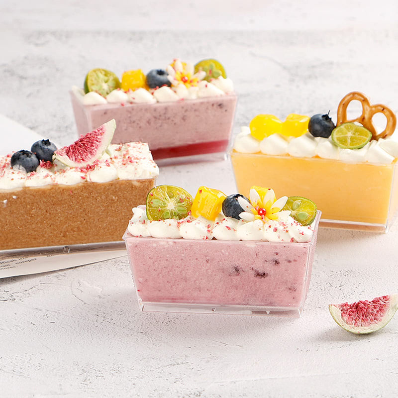 Rectangular dessert Cup With Cover plastic