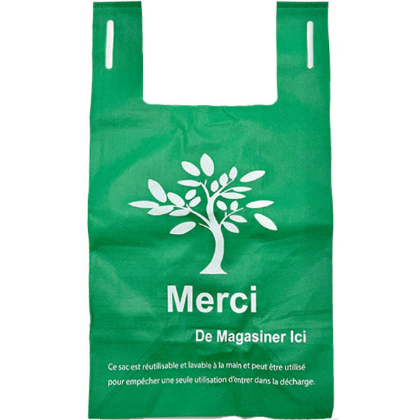Reusable Non-Woven T Shirt Bags Green Print - 2 x 50 Pack