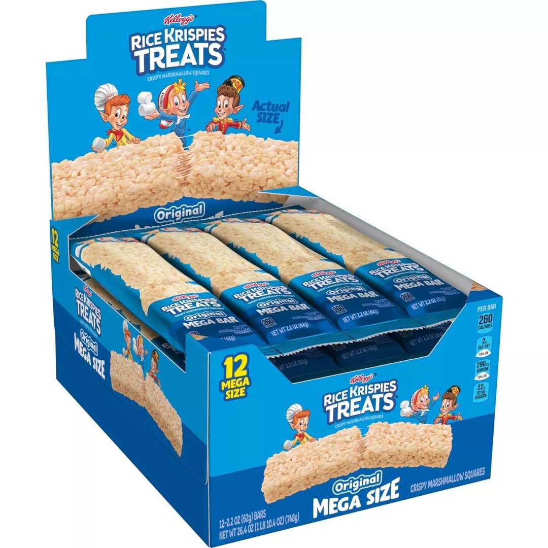 60個☆RICE KRISPIES TREATS (Original) Rice Krispies Treats Original Mega Size Bar 12 x 62g - 6 Packs