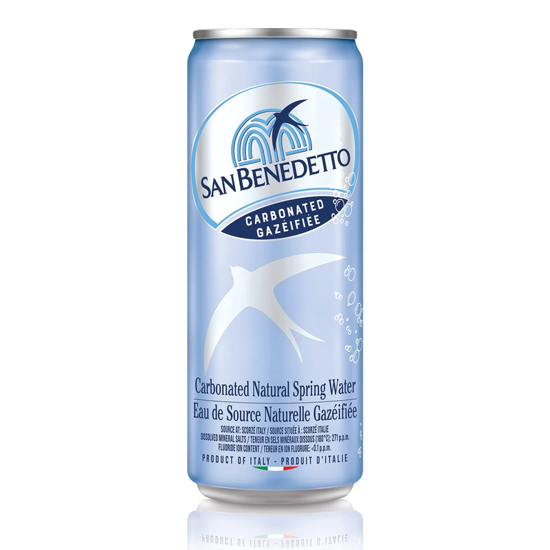 San Benedetto Carbonated Natural Spring Water Cans - 24 x 330 ml