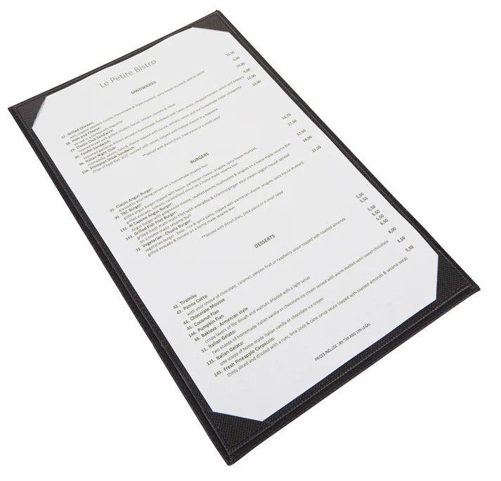 Single View Menu Cover Black 8.5