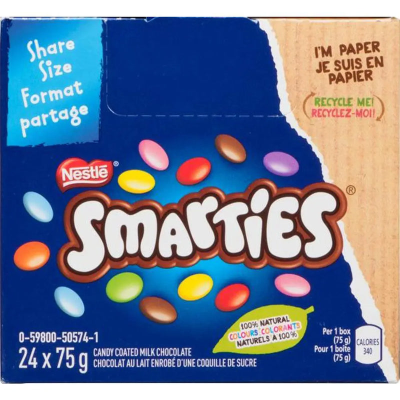 Smarties - Share Size Candy Coated Milk Chocolate - 24 x 75g