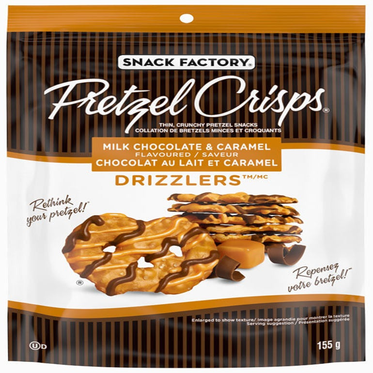 Pretzel Crisps Milk Chocolate & Caramel Drizzlers - 12 x 155g Crunchy ...