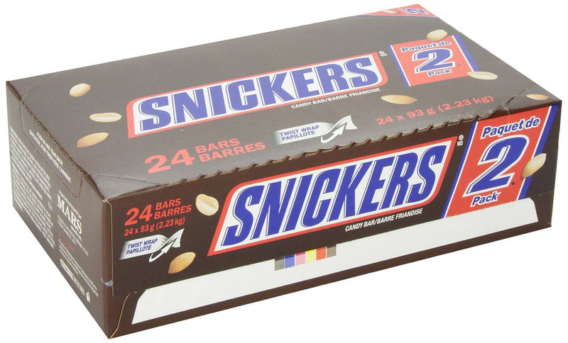 Snickers - King Size Peanut Milk Chocolate Candy Bar - 24 x 93g