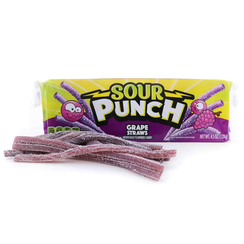 Sour Punch - Grape Straws Candy - 24 x 57g