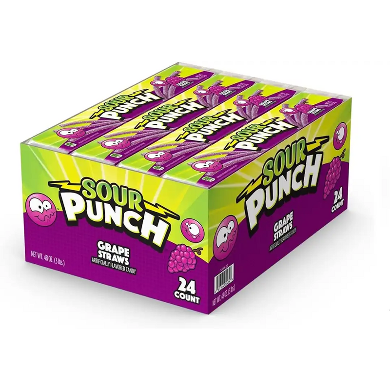 Sour Punch - Grape Straws Candy - 24 x 57g