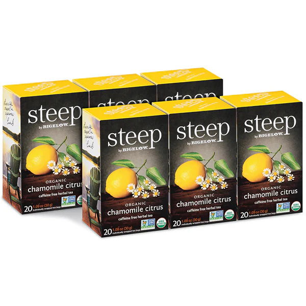 Steep By Bigelow - Organic Chamomile Citrus Herbal Tea Bags - 6 x 20 Ct