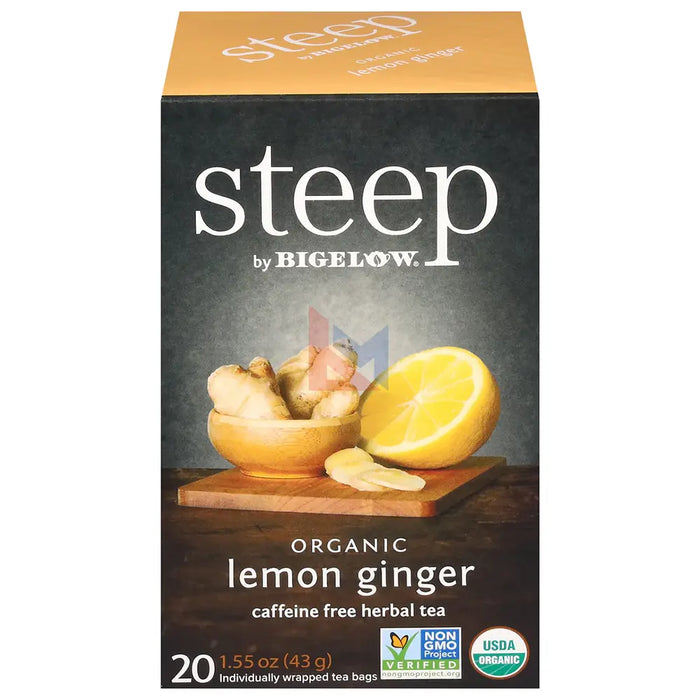 Steep By Bigelow - Organic Lemon Ginger Herbal Tea Bags - 20/Box