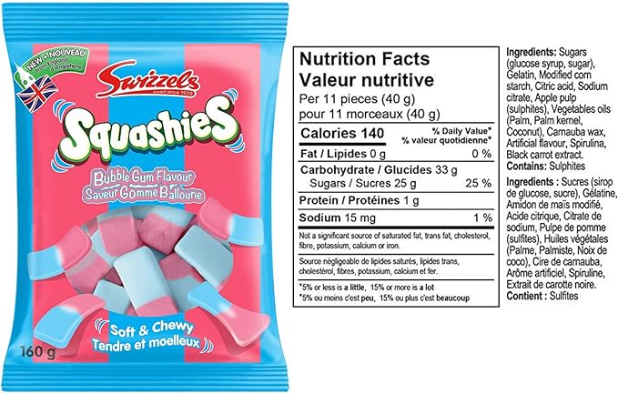 Swizzels - Squashies Bubblegum Flavour 160g - 3 Bags