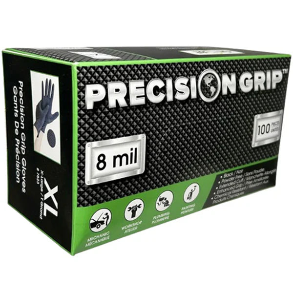 Textured Nitrile Gloves Black Extra Large Powder Free 8 mil - 100/Case