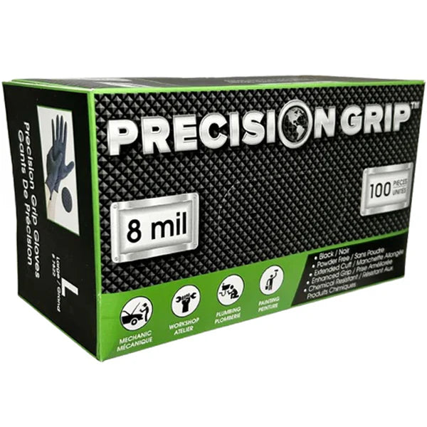 Textured Nitrile Gloves Black Large Powder Free 8 mil - 10 x 100/Case