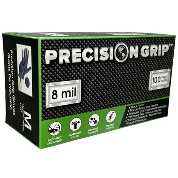 Textured Nitrile Gloves Black Medium Powder Free 8 mil