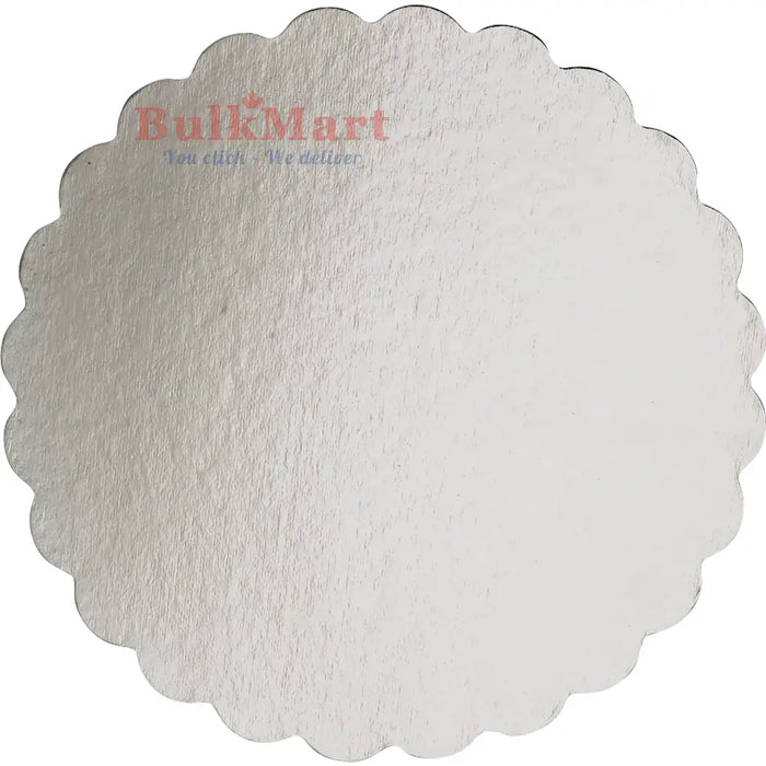silver scalloped thin cake pads
