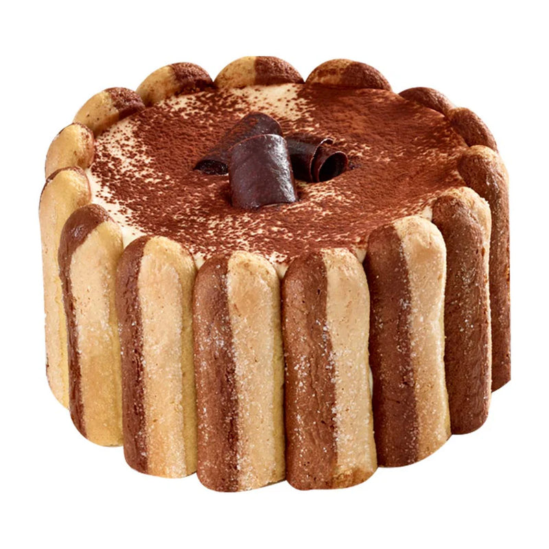 Tiramisu Cake
Award-winning tiramisu with Elite Sweets signature mascarpone cheese mousse, espresso infused ladyfinger cookies and a dusting of cocoa powder.

100% Canadian Dairy Logo Kosher Dairy Certified
Size
6" Cake (Serves 6-8 guests)
ALLERGEN INFO
Contains: Egg, Milk, Soy, Wheat
May contain: Peanuts, Tree Nuts, Sulphites