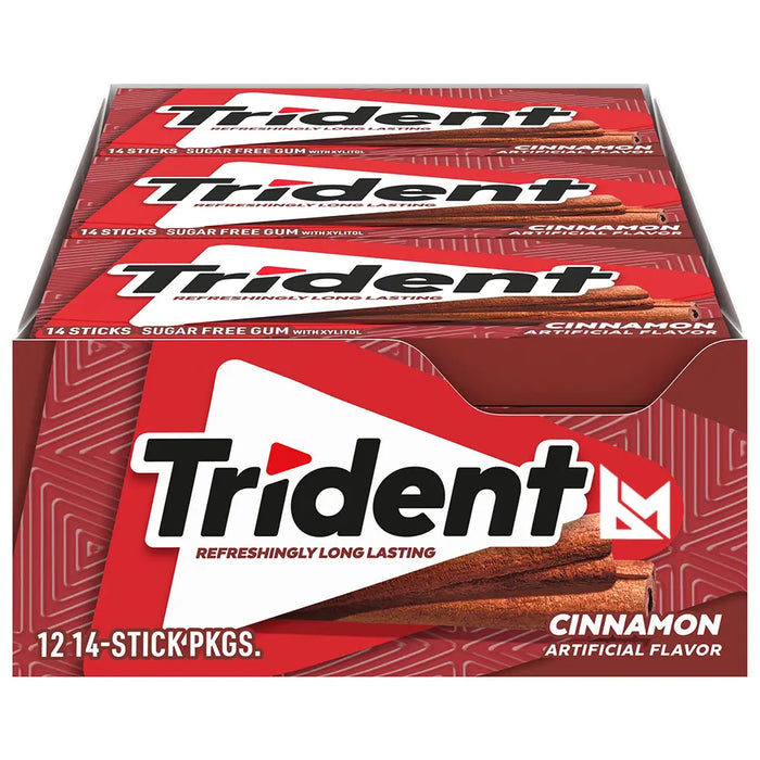 Trident - Cinnamon Sugar Free Gum 14 Sticks - 12 Packs