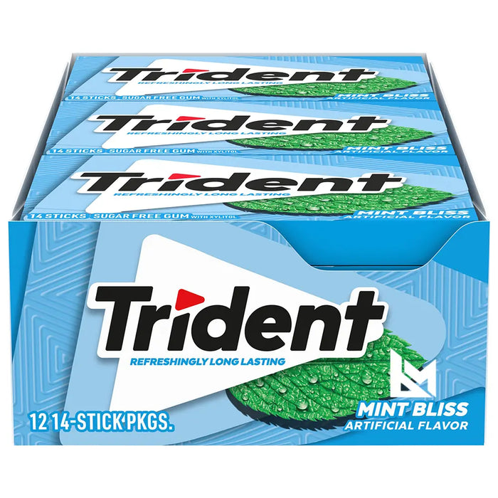 Trident - Mint Bliss Sugar Free Gum 14 Sticks - 12 Packs