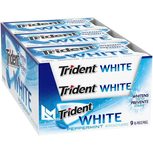 Trident - White Peppermint Sugar Free Gum 16 Pcs - 9 Packs