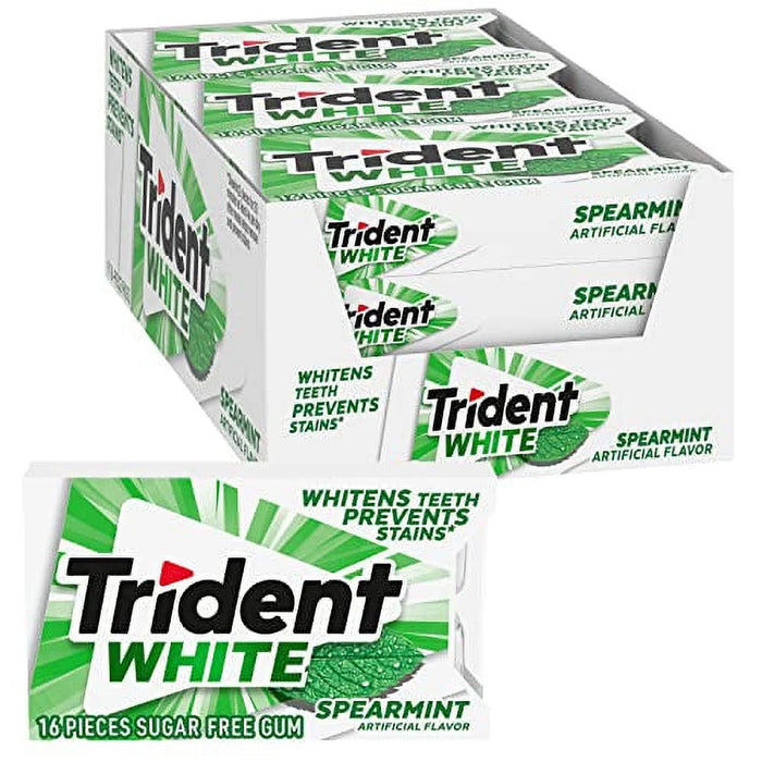 Trident  White Spearmint Sugar Free Gum 16 Pcs