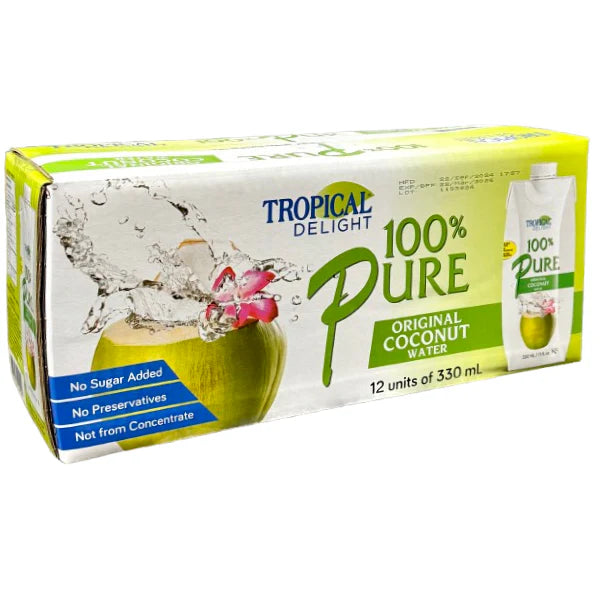 Tropical Delight - 100% Pure Original Coconut Water Cans - 12 x 330 ml