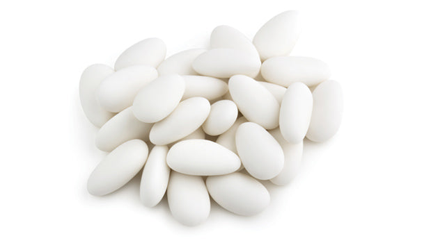 White Confetti Almonds, Whole Almonds In White Candy Coating 10 Lbs