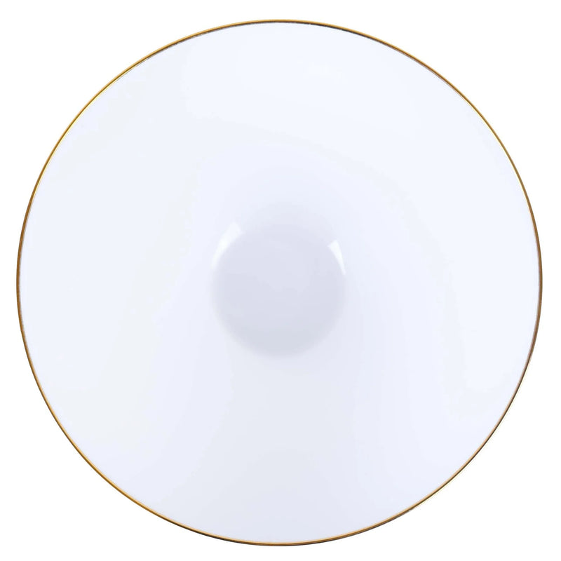 White Plastic Salad Bowls With Gold Rim 112 Oz - Each