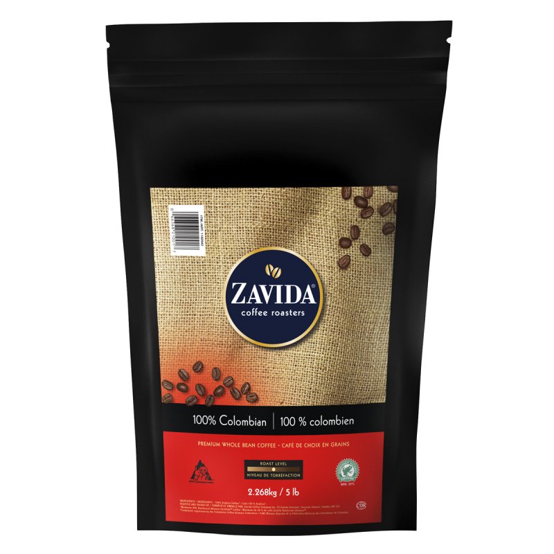Zavida - 100% Colombian Premium Whole Bean Coffee - 2.268 Kg